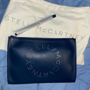 Stella McCartney logo flap zip clutch